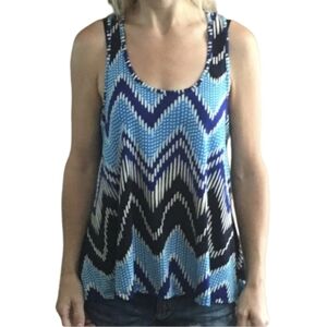 VINTAGE HAVANA Blue Chevron Racerback Scoop Neck Tank Top Juniors Size Small